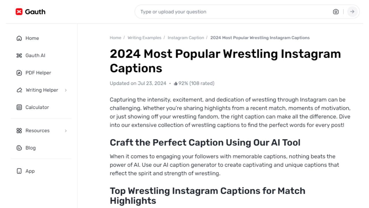 Gauth’s Guide to Winning Wrestling Instagram Captions That Dominate the Feed